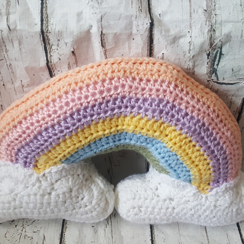 Crochet Rainbow Throw Pillow/Nursery decor - Picture 5 of 16
